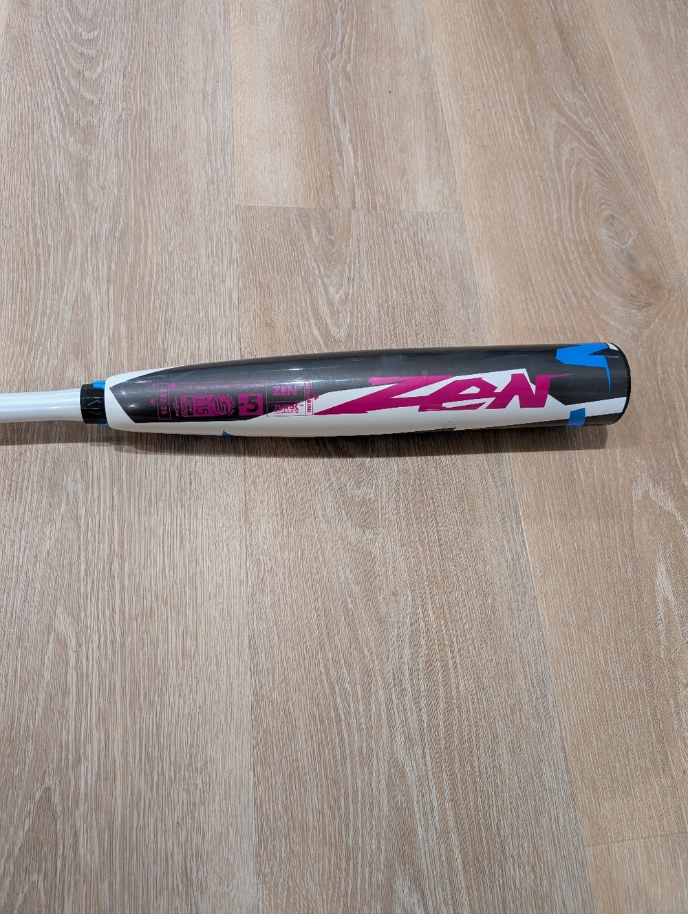 2025 Demarini Zen Youth Baseball Bat in White, Pink & Blue